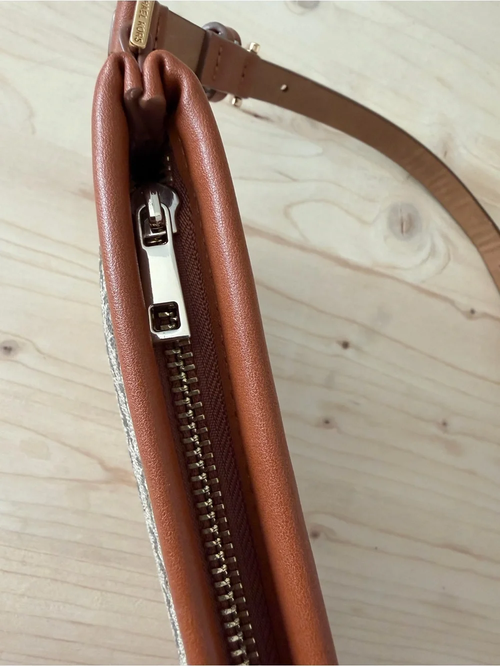 Michael Kors Tan & Gray Logo Belt Pouch